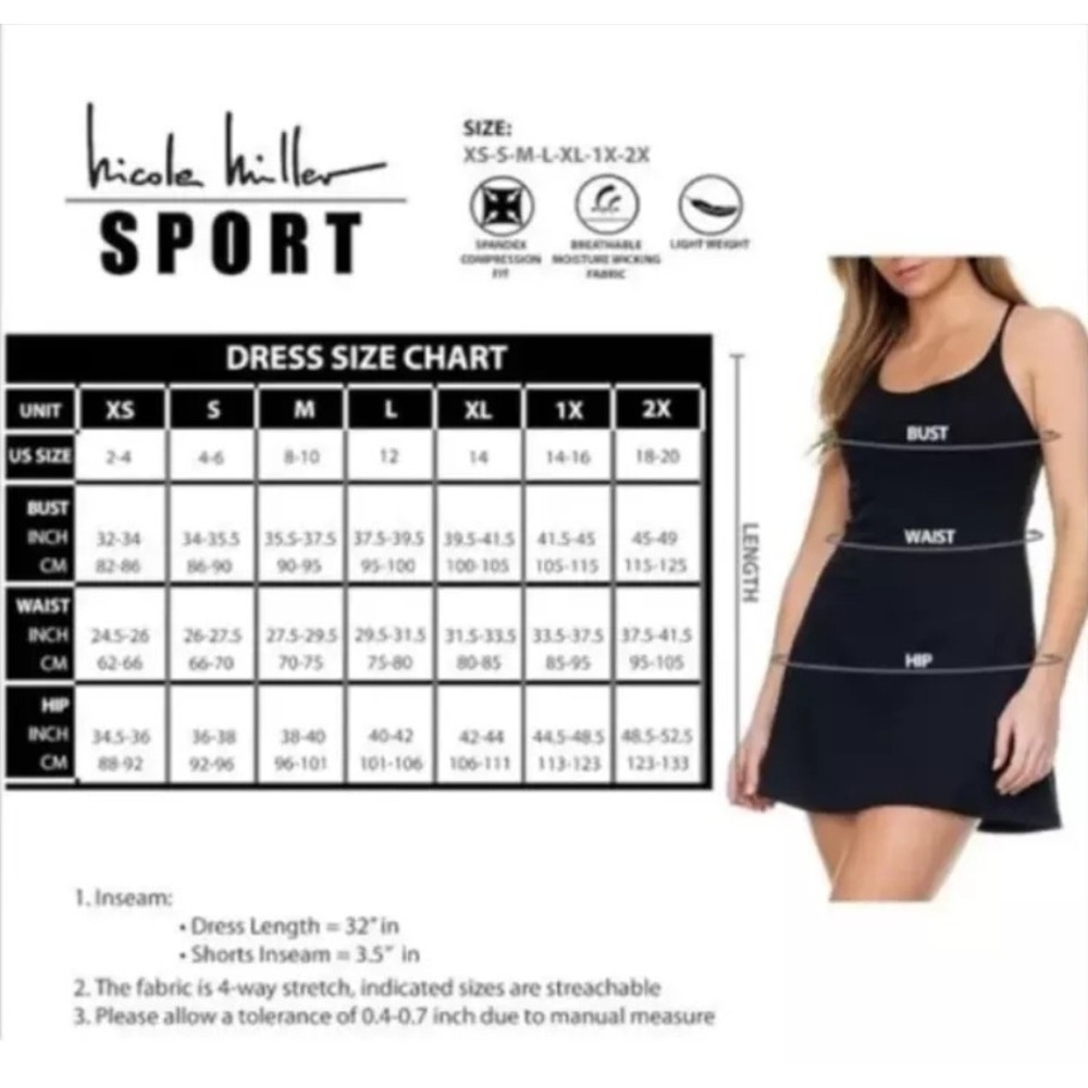 Nicole Miller Sport Golf Tennis Dress XL Moisture Wicking Crossback Black - Picture 9 of 10